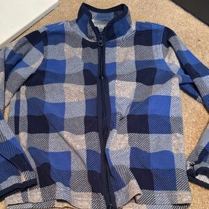 🌈4/$25🌈 OshKosh B'gosh Blue and Gray Plaid Fleece Zip Up